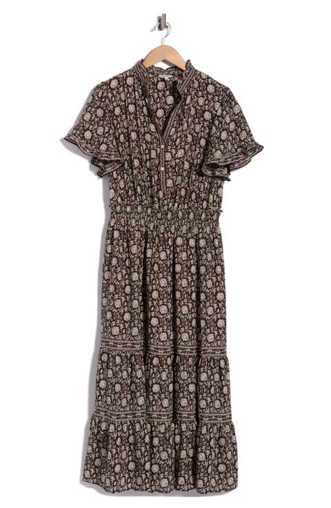 Flutter Sleeve Tiered Maxi Dress