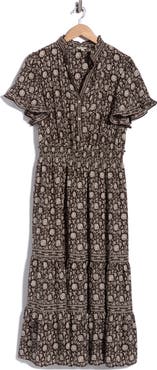 MAX STUDIO Flutter Sleeve Tiered Maxi Dress