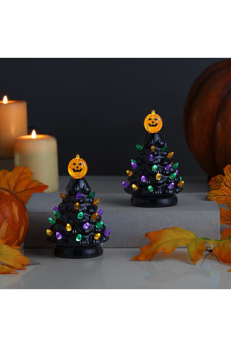 Set of 2 Mini Halloween Trees - Black, Alternate, color, Black