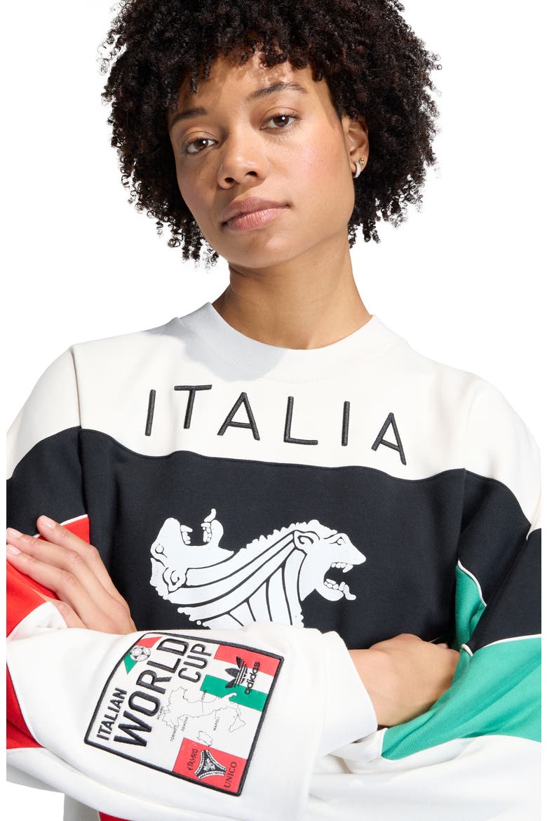 Italia Crewneck Sweatshirt, Alternate, color, WHITE/ BLACK/ RED/COURT GREEN