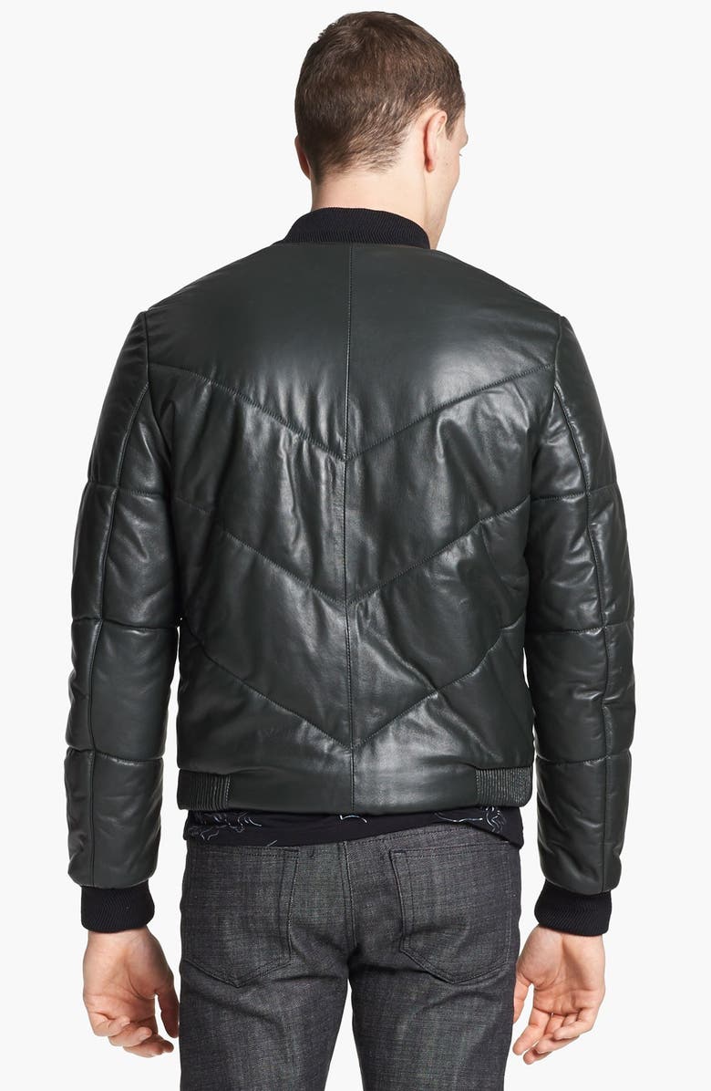 KENZO Quilted Leather Bomber Jacket, Alternate, color, 