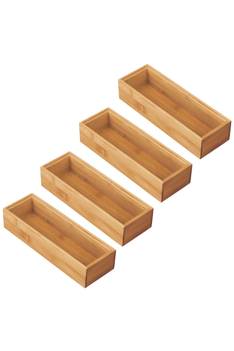 Wooden Wood Office Drawer Organizer Box Tray - 4 Pack, Main, color, Natural