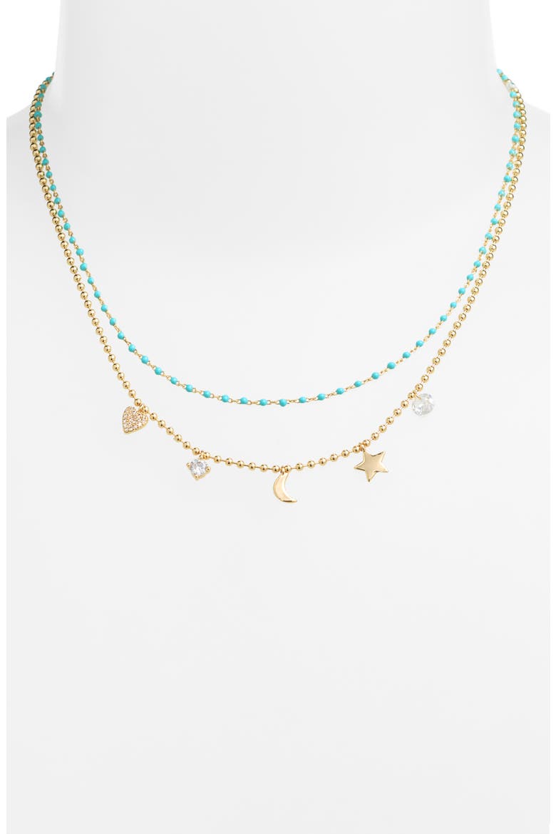 Gift Boxed Enamel Charm Layered Necklace Set, Alternate, color, TURQUOISE- GOLD- APERITIVO