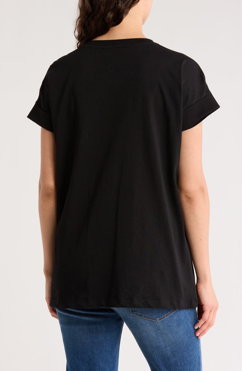 AllSaints Tassel Fringe T-Shirt, Alternate, color, Black
