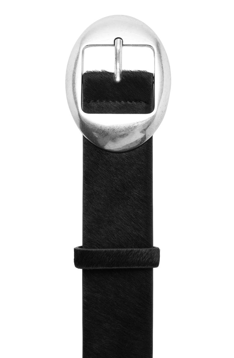 MANGO Oval Buckle Calf Hair Belt, Alternate, color, 