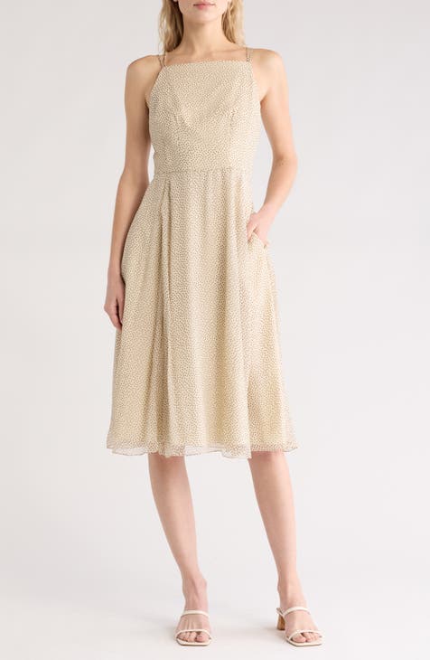 Square Neck Double Strap Silk Dress