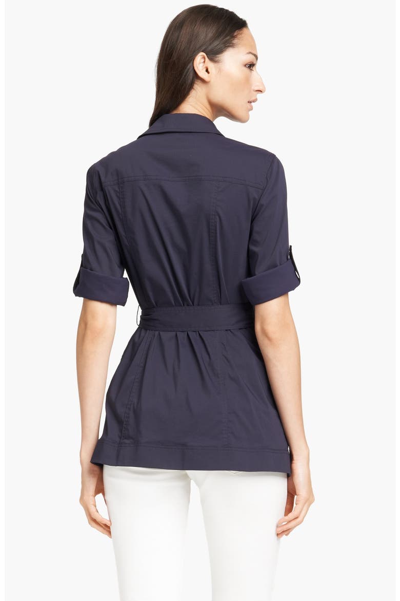 Belted Safari Blouse, Alternate, color, NAVY