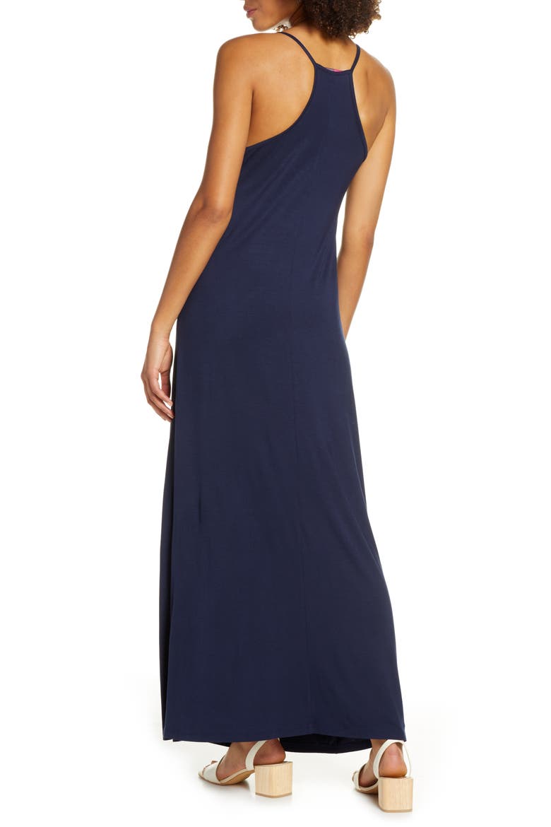Racerback V-Neck Maxi Dress, Alternate, color, NAVY