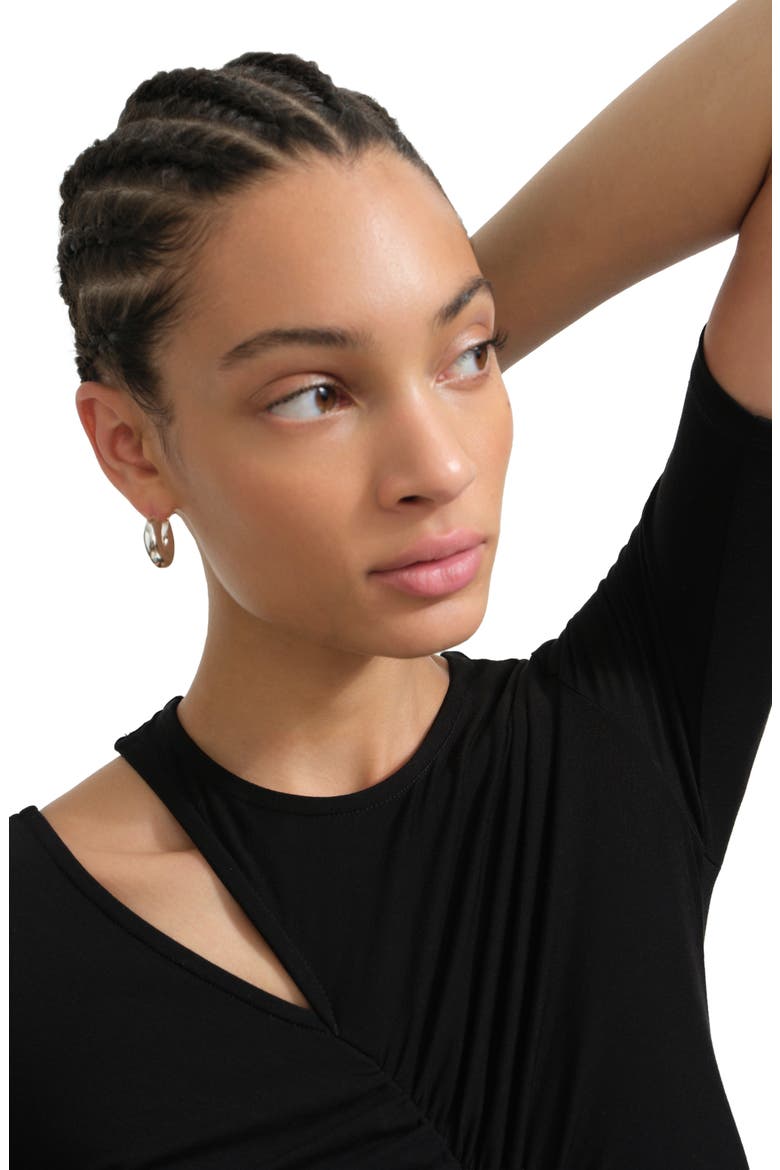 Paz Asymmetric Cutout Knit Shirt, Alternate, color, BLACK