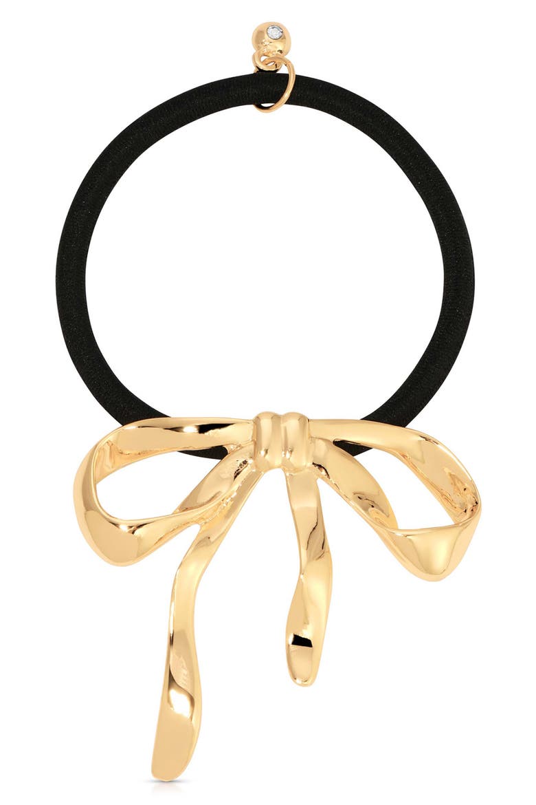 Bow Organica Ponytail Holder, Main, color, GOLD