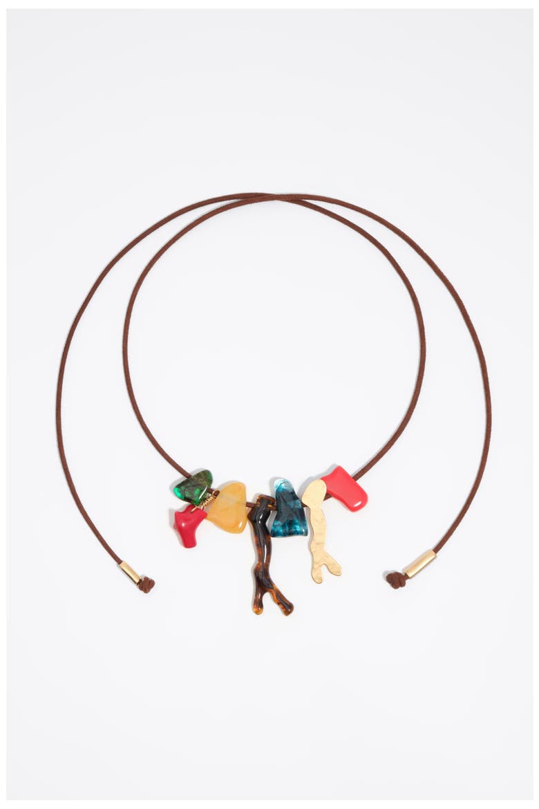And Amber Resin Stone Necklace, Main, color, CORAL