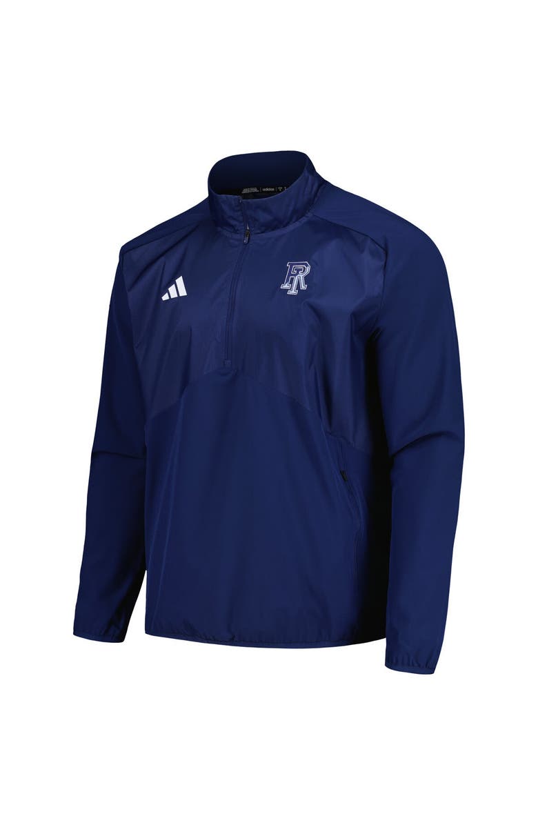 adidas Men's adidas Navy Rhode Island Rams Sideline AEROREADY Raglan Quarter-Zip Jacket, Alternate, color, 