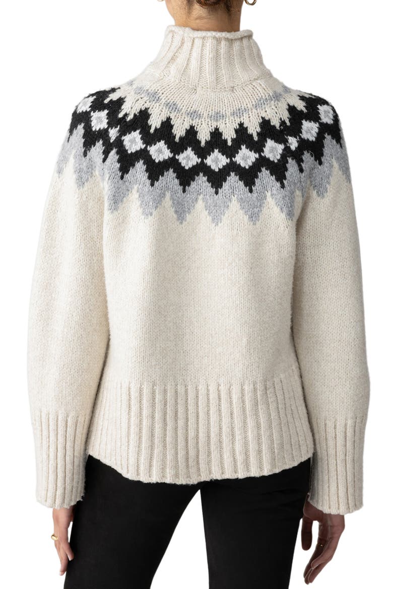 'Tis the Season Fair Isle Mock Neck Sweater, Alternate, color, TOASTED ALMOND