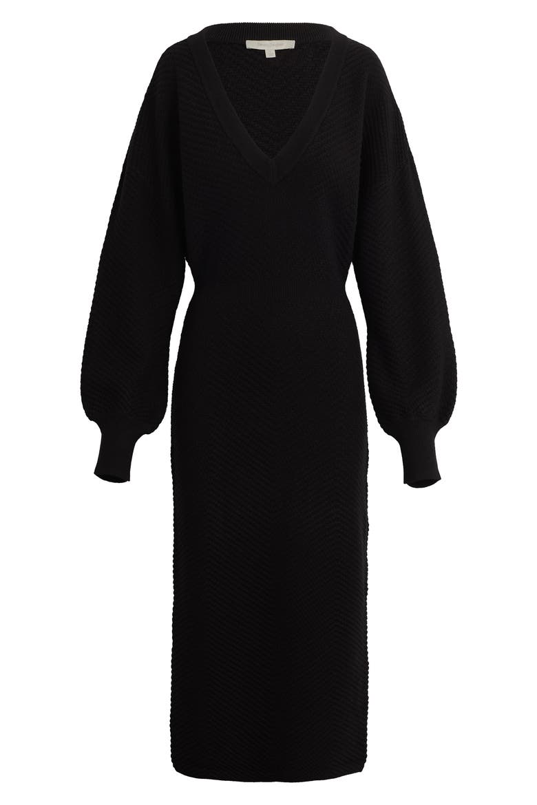 The Ava Texture Long Sleeve Maxi Dress, Alternate, color, BLACK