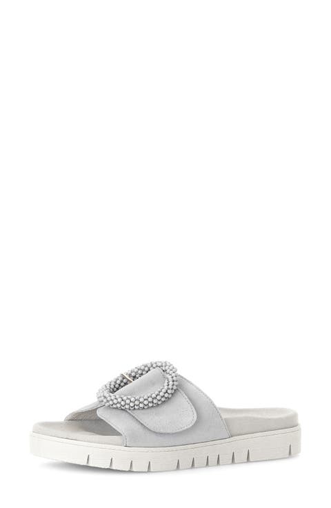 Beaded Buckle Platform Slide Sandal (Women)