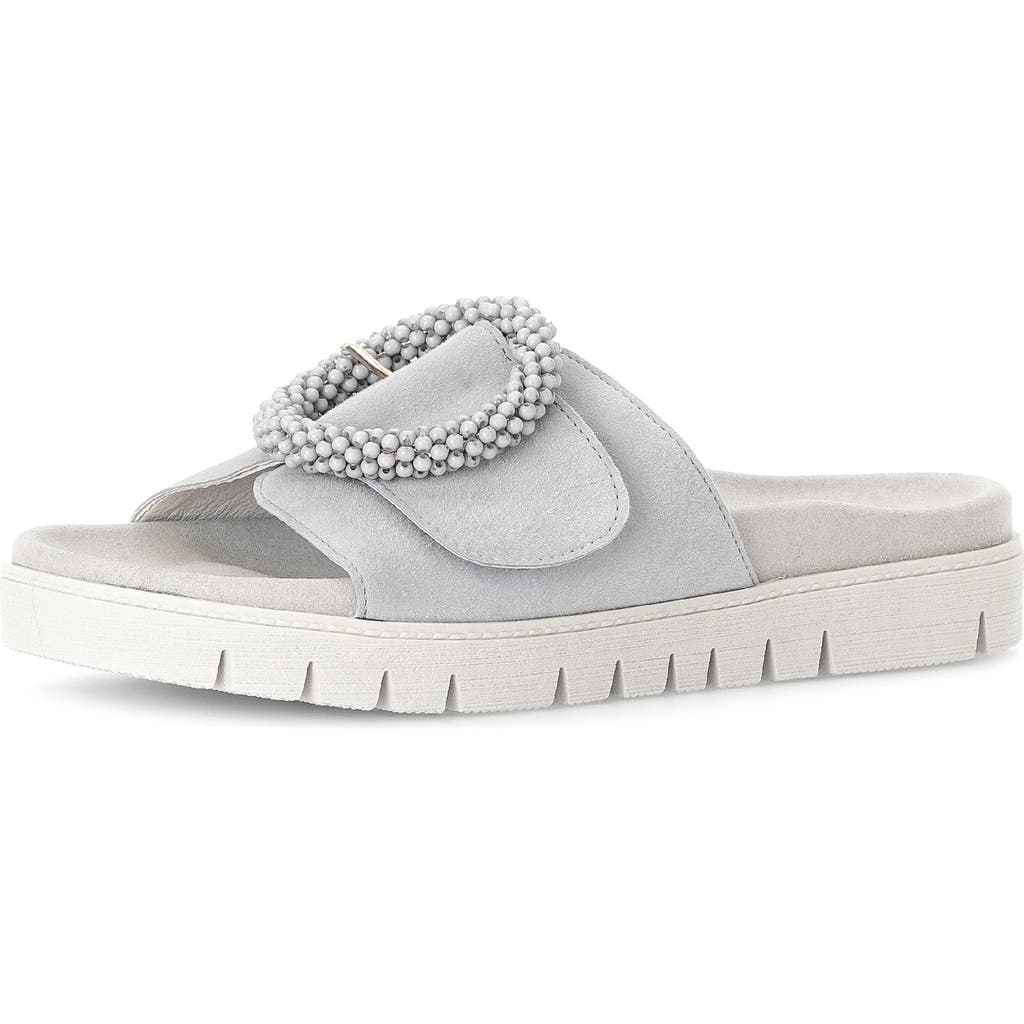 Gabor Beaded Buckle Platform Slide Sandal in Lightgrey at Nordstrom, Size 38