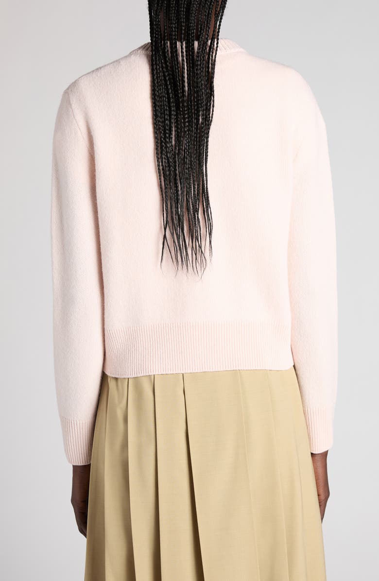 Moncler Heart Patch Virgin Wool & Cashmere Cardigan, Alternate, color, Rose Shadow