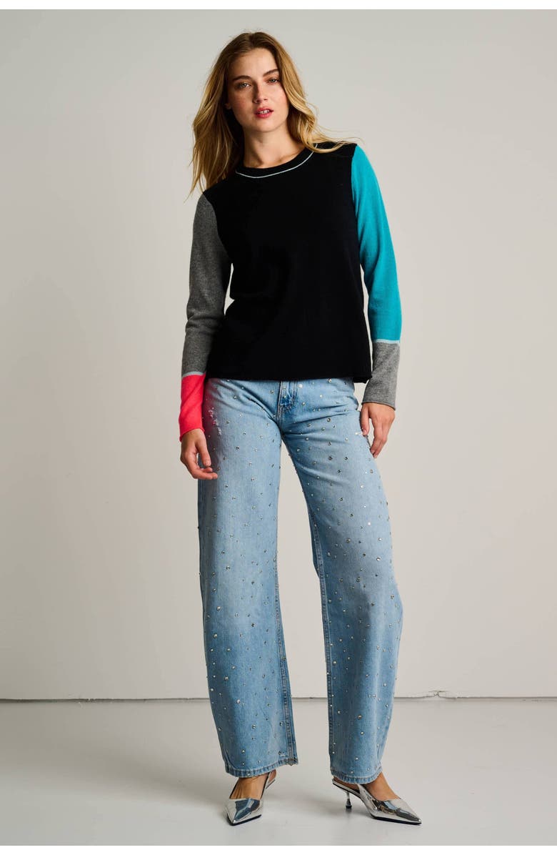 Lisa Todd Block Talk Cashmere Sweater, Alternate, color, Onyx Combo