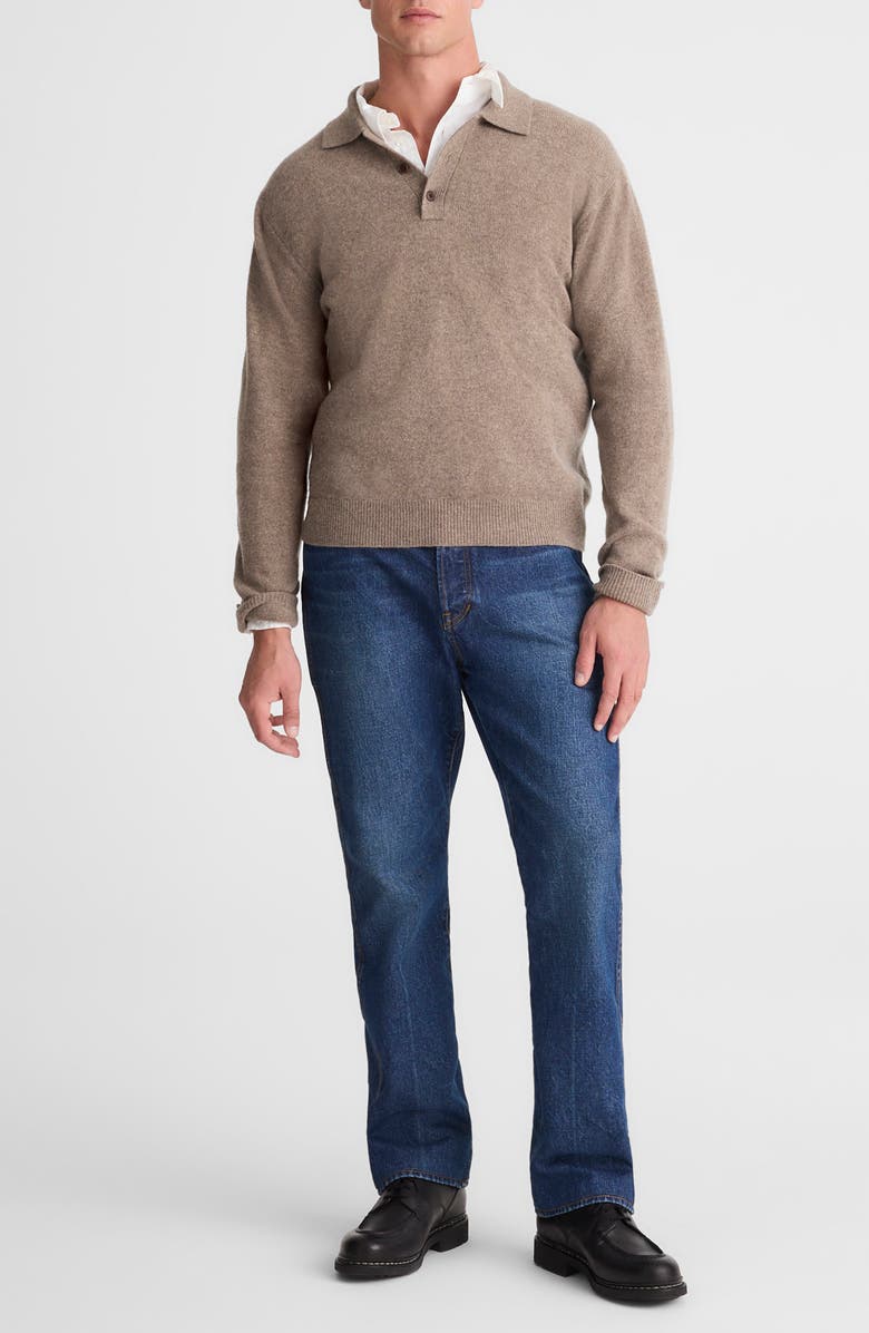 Madewell Merino Wool Polo Sweater, Alternate, color, Heather Grey