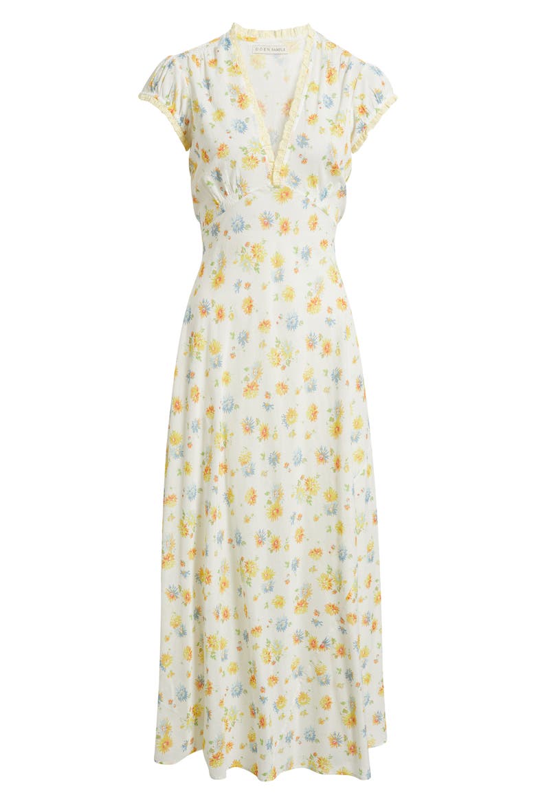 Helia Floral Print Voile Midi Dress, Alternate, color, DAHLIA FLORAL