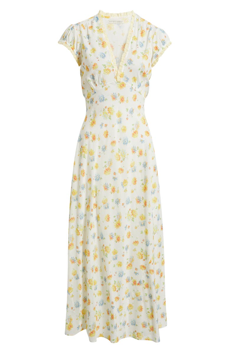 DÔEN Helia Floral Print Voile Midi Dress, Alternate, color, Dahlia Floral