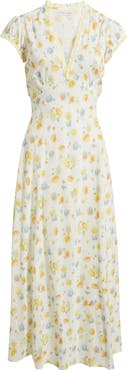 DÔEN Helia Floral Print Voile Midi Dress