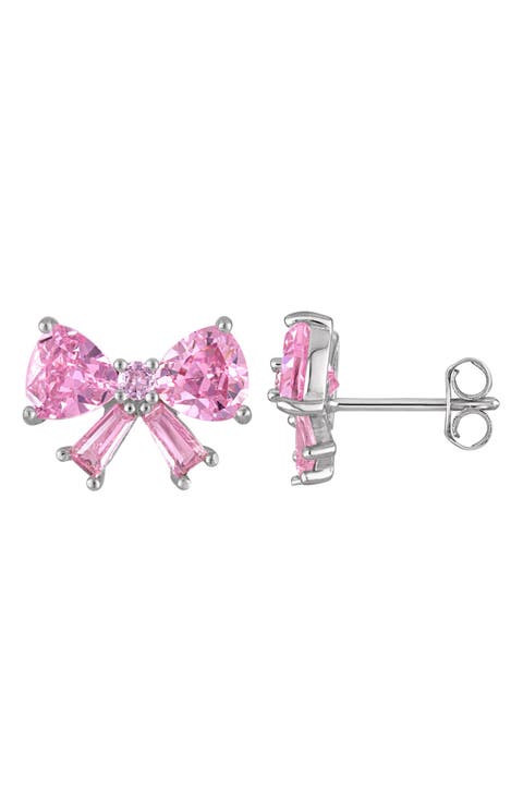 Sterling Silver & Cubic Zirconia Bow Earrings