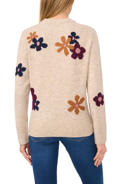 Cece Floral Crewneck Sweater In Brown