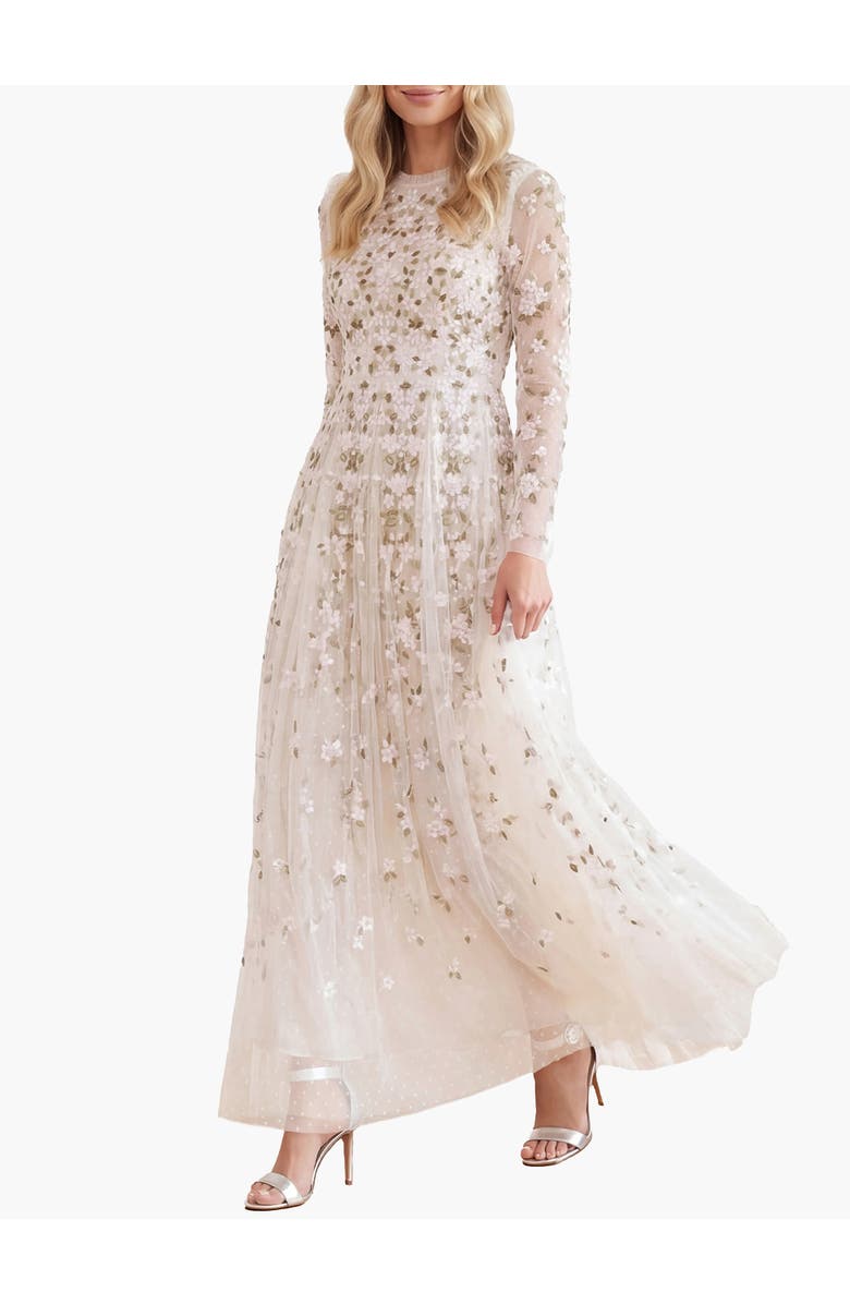 Needle & Thread Camellia Ditsy Ankle Gown, Main, color, Cream/Multi