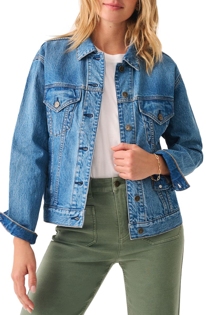 Faherty Sunset Denim Trucker Jacket, Main, color, 