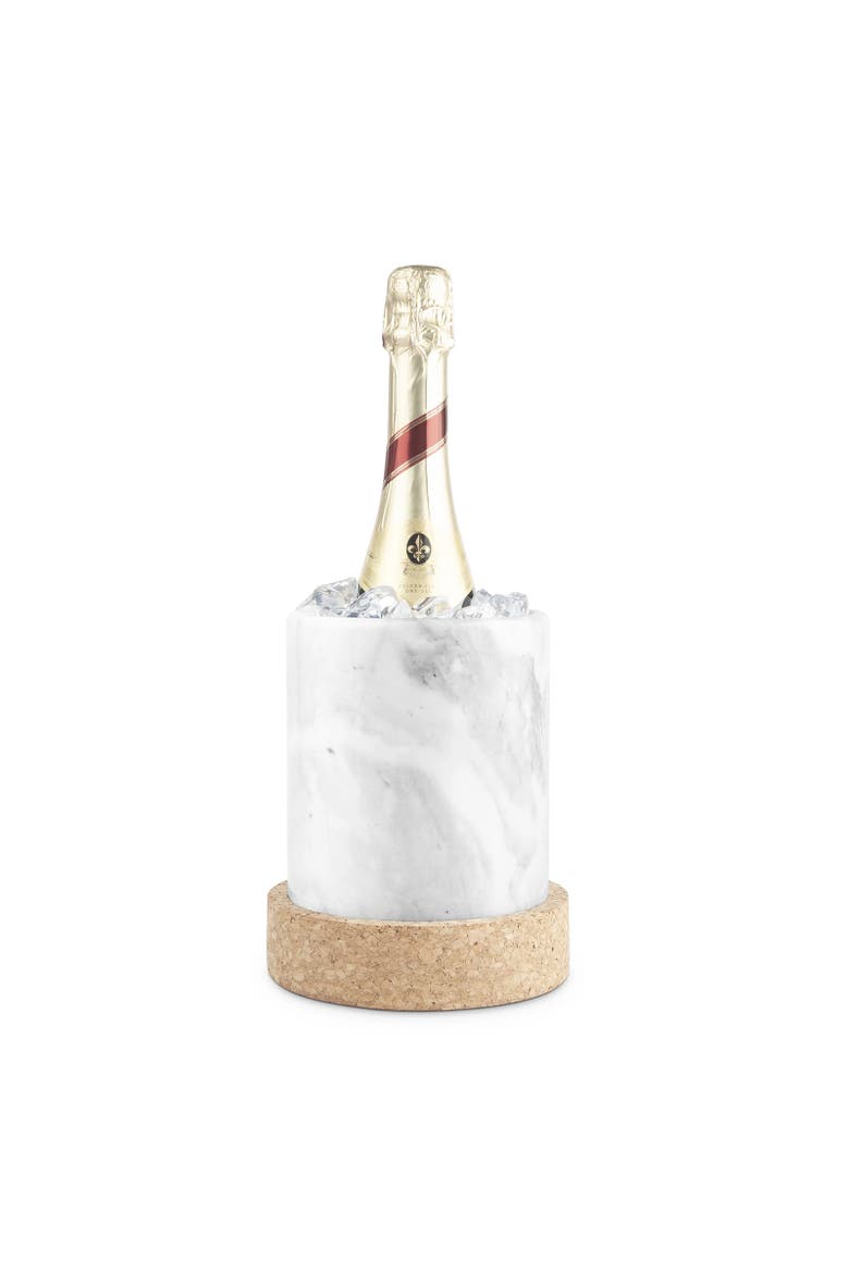 Large Cork & Marble Wine Chiller, Natural Marble & Portuguese Cork, Main, color, White