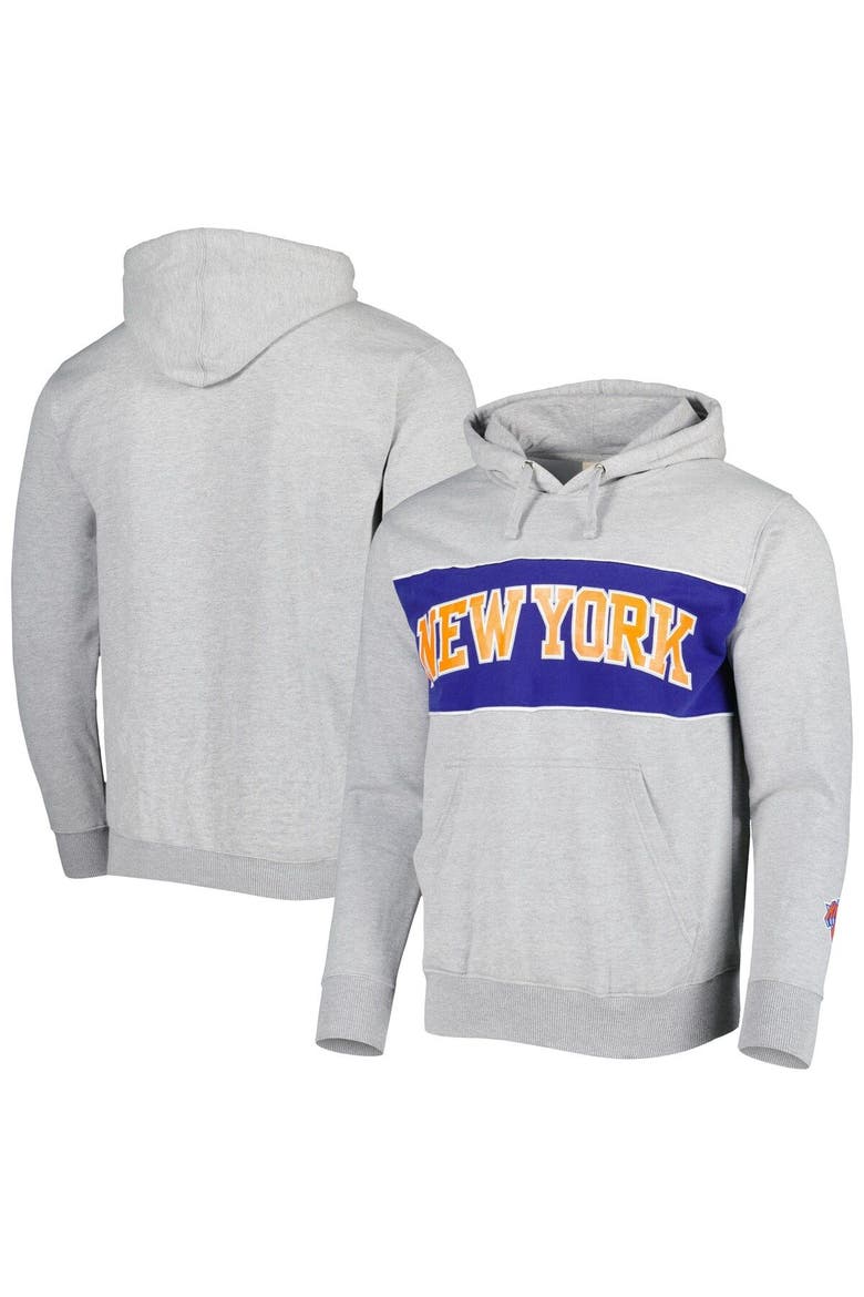 Men's Fanatics Branded Heather Gray New York Knicks Wordmark French Terry Pullover Hoodie, Main, color, Heather Gray