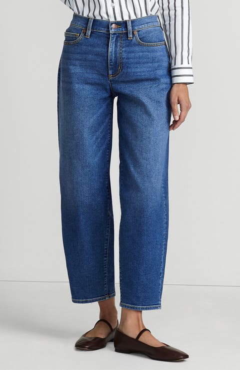 Lands' End Recover High Rise Barrel Leg Ankle Jeans