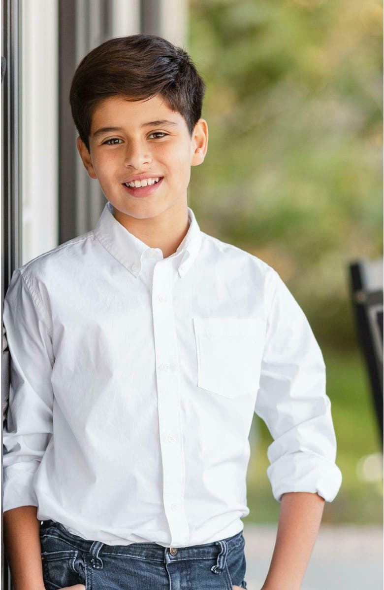 Hope & Henry Baby Boys' Organic Stretch Poplin Shirt, Infant, Alternate, color, Bright White