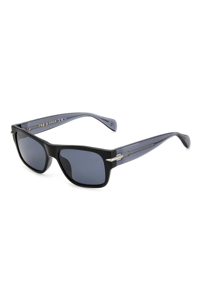 55mm Rectangular Sunglasses, Alternate, color, BLACK