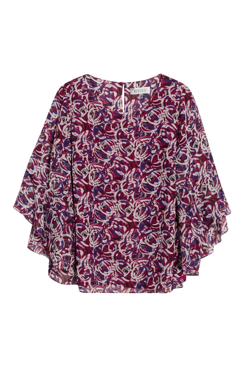 Ruffle Sleeve Top, Alternate, color, CERISE MULTI