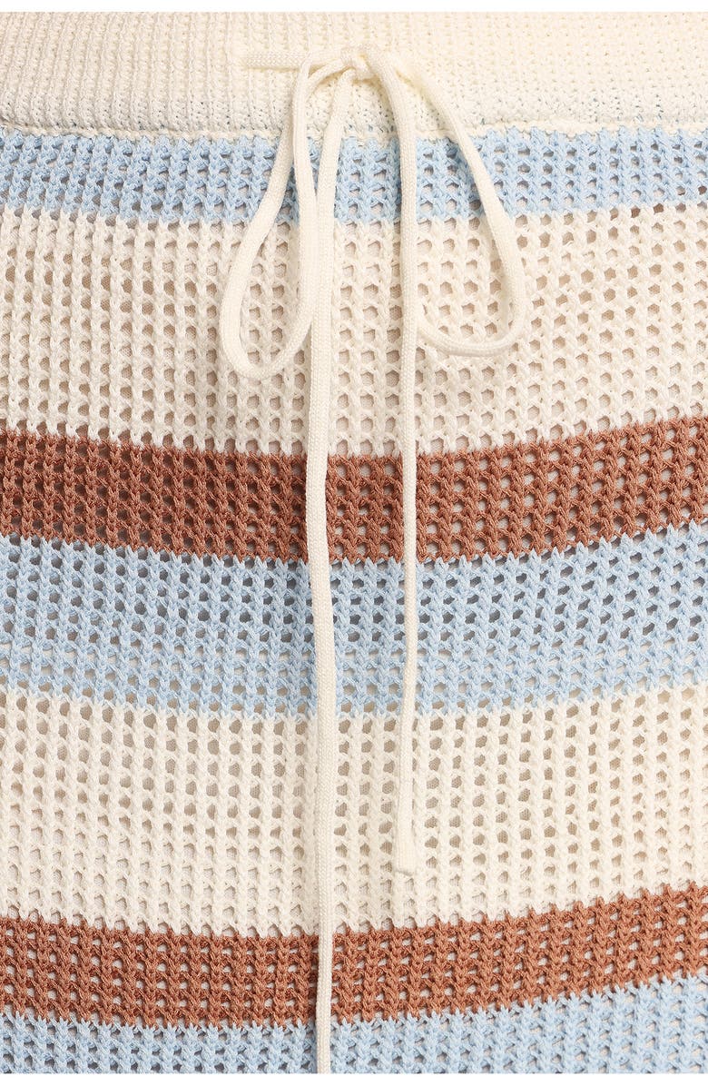 Petal & Pup Fawn Stripe Open Knit Drawstring Skirt, Alternate, color, Tan Blue