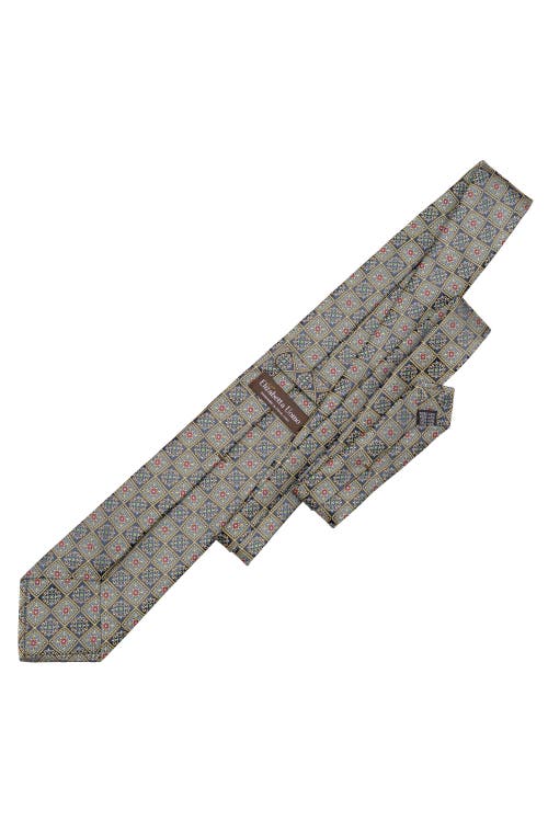 Elizabetta De Sica- Silk Jacquard Tie For Men In Navy And Yellow