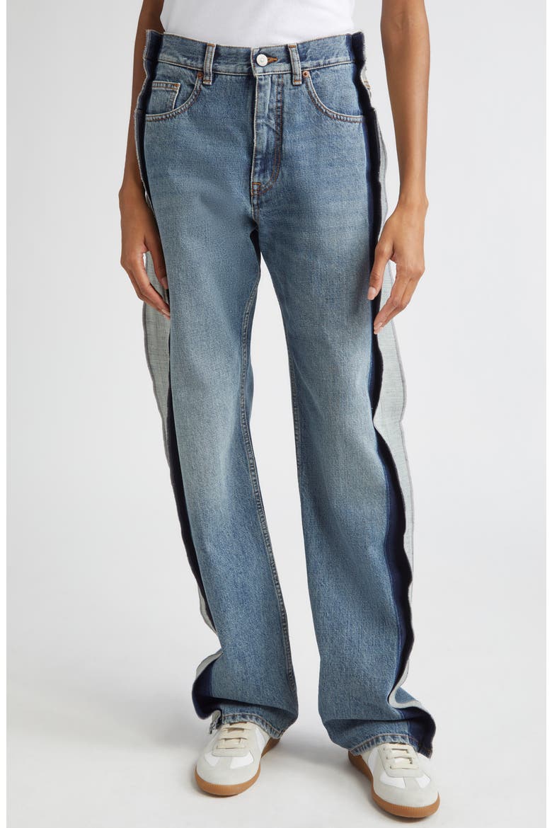 Deconstructed Straight Leg Jeans, Main, color, BLUE