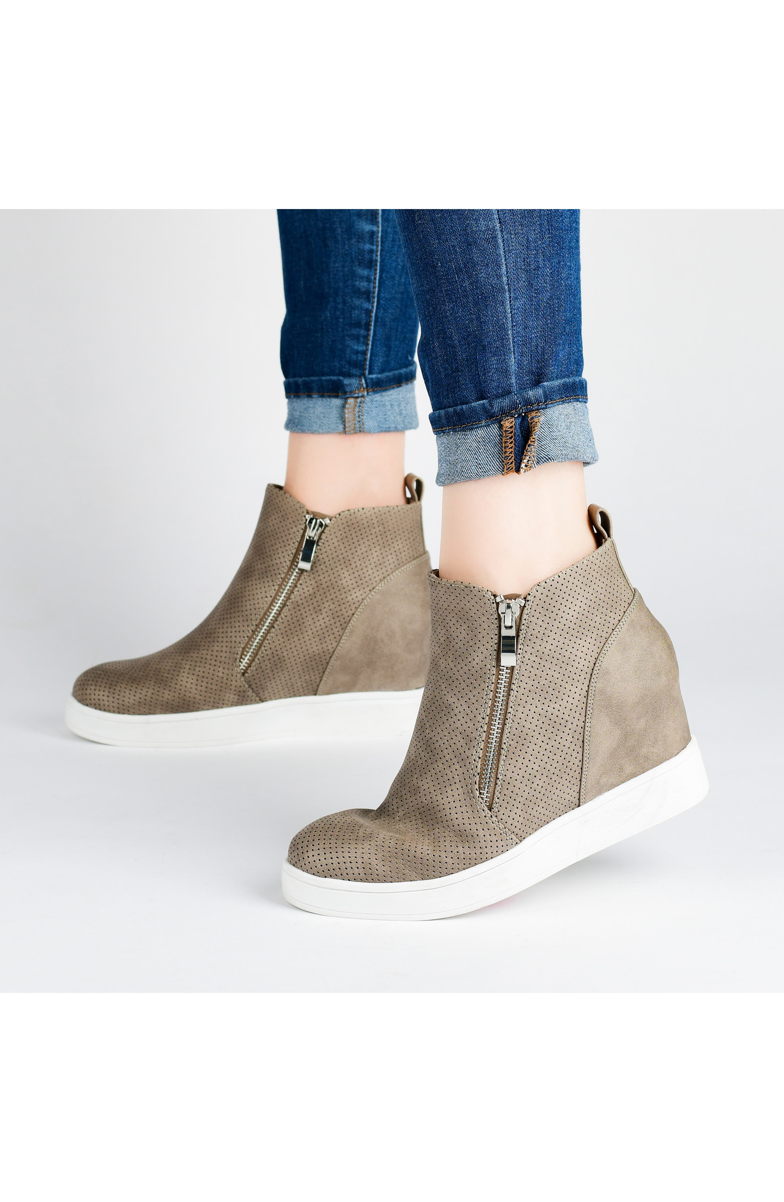 Pennelope Wedge Sneaker - Wide Width, Alternate, color, TAUPE