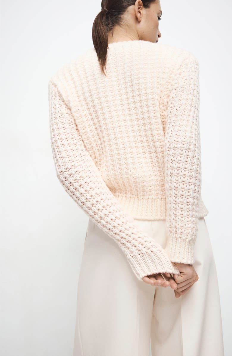 MANGO Openwork Knit Sweater, Alternate, color, Ecru