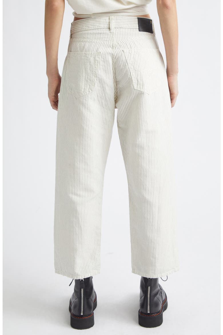 X-Boyfriend Pinstripe Linen & Cotton Pants, Alternate, color, WHITE WITH BLACK MINI STRIPE