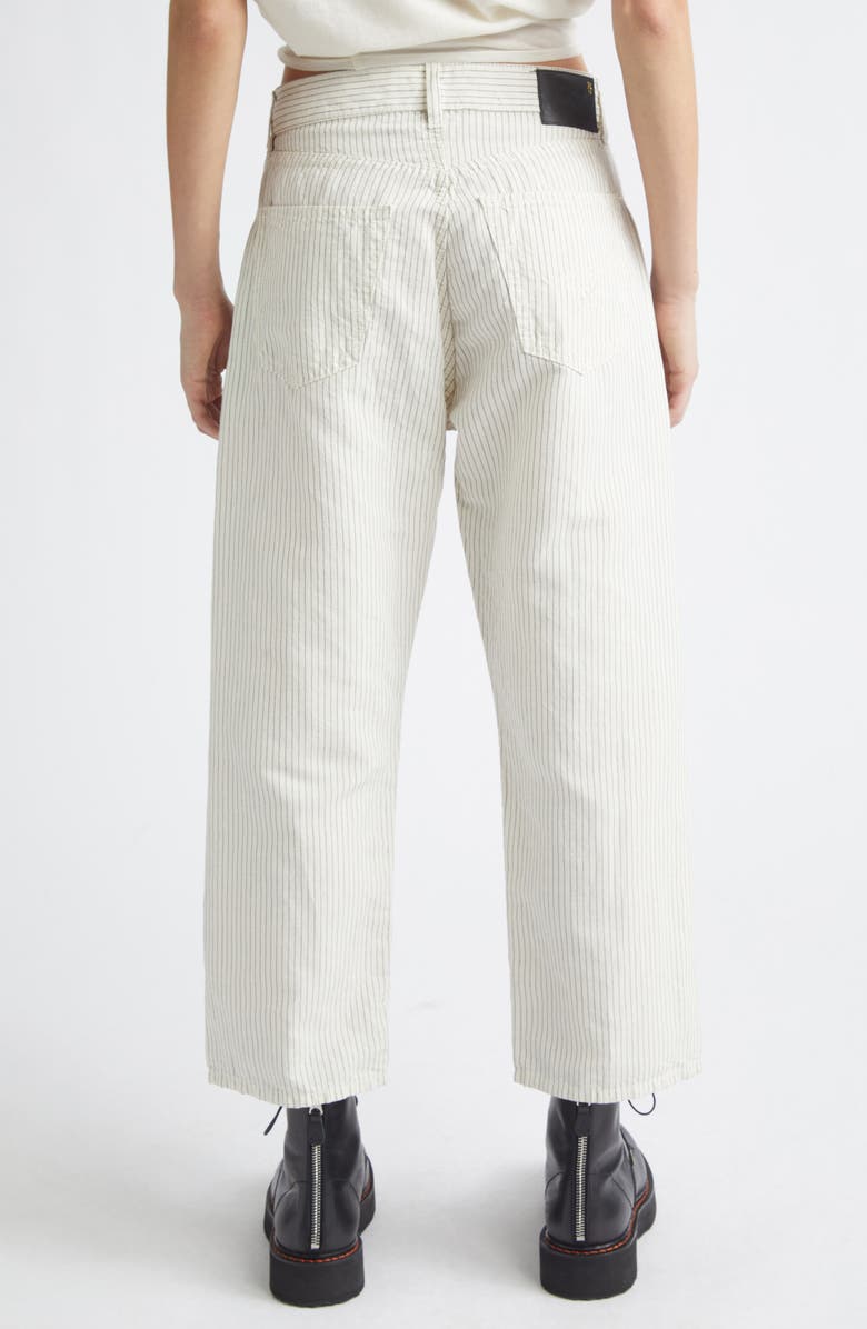 R13 X-Boyfriend Pinstripe Linen & Cotton Pants, Alternate, color, White With Black Mini Stripe