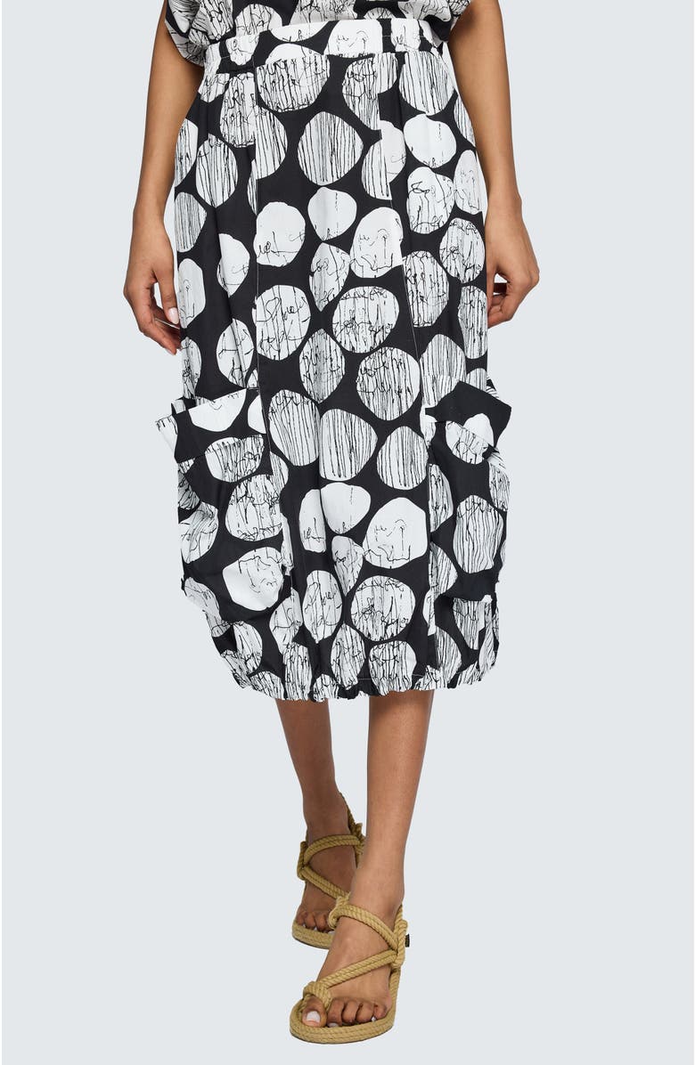 LUUKAA Alira Printed Poplin Balloon Skirt, Main, color, Black Print