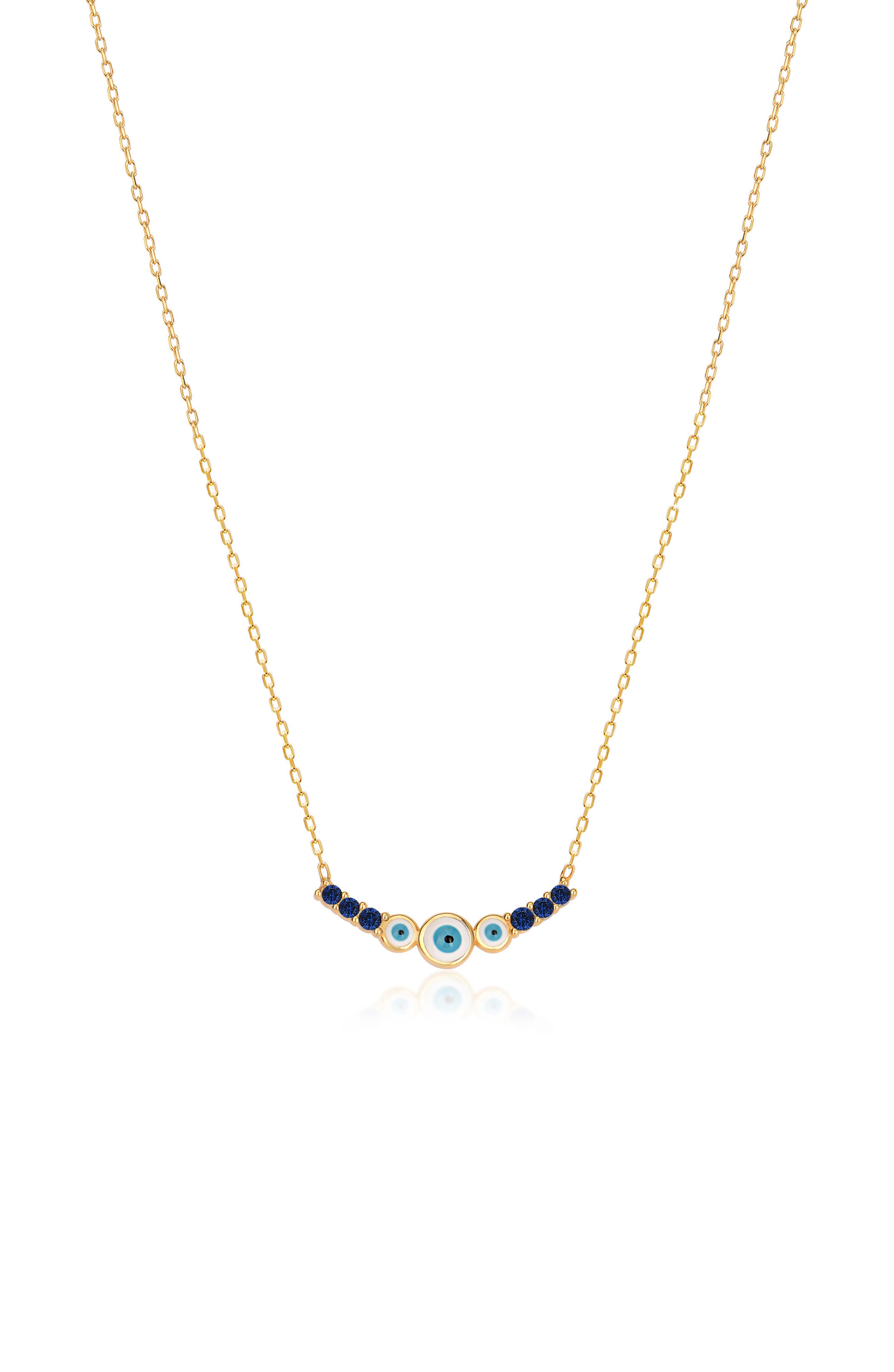 GABI RIELLE 14K Gold Vermeil CZ Enamel Evil Eye Necklace