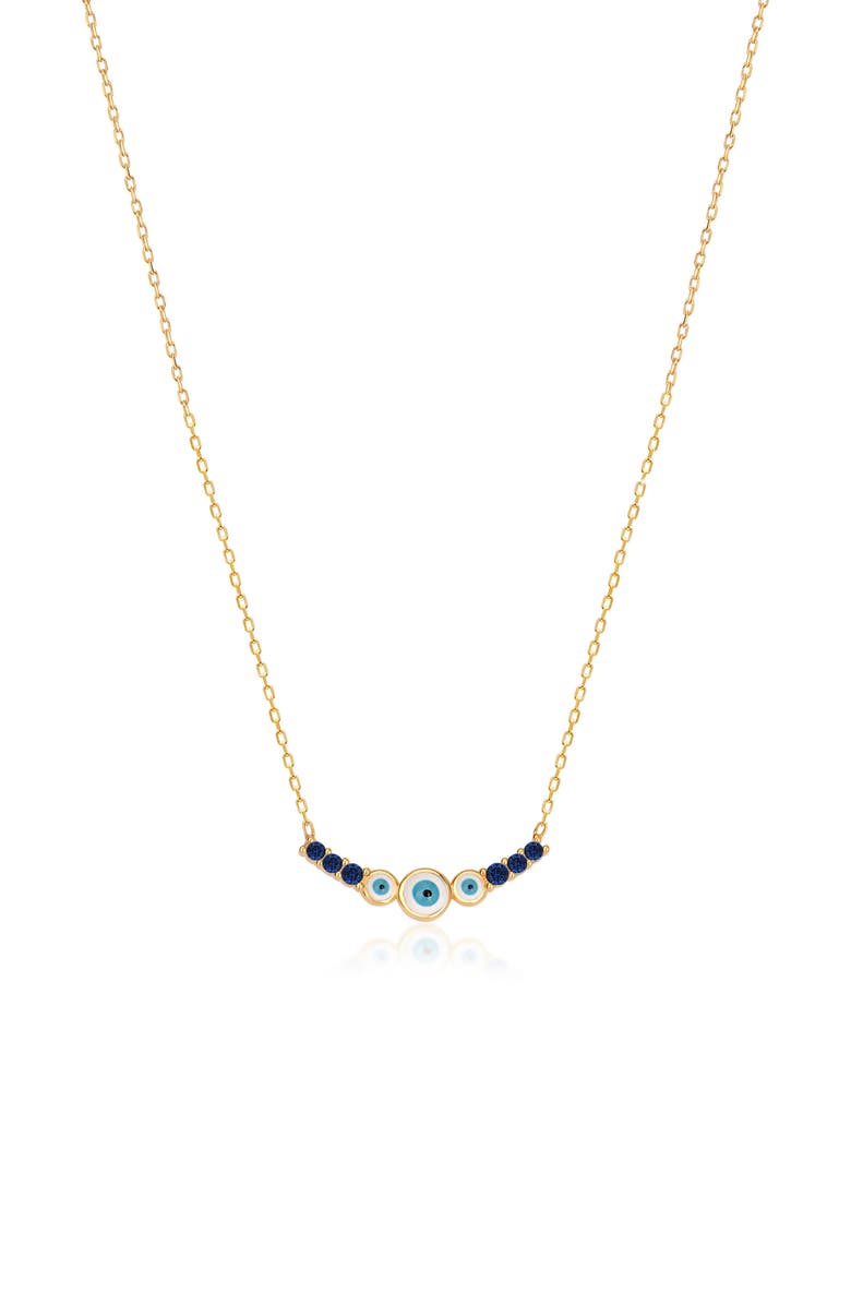 GABI RIELLE 14K Gold Vermeil CZ Enamel Evil Eye Necklace, Main, color, Gold