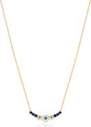 GABI RIELLE 14K Gold Vermeil CZ Enamel Evil Eye Necklace