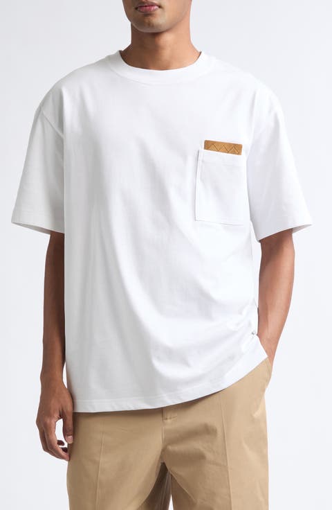 Pima Cotton Pocket T-Shirt with Intrecciato Suede Patch