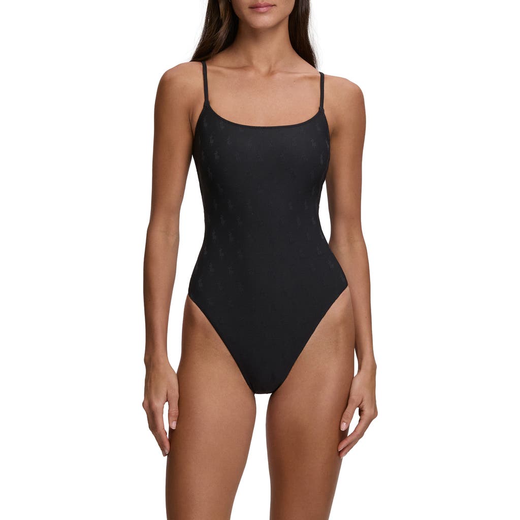 Polo Ralph Lauren Kennedy Low Back One-piece Swimsuit In Black