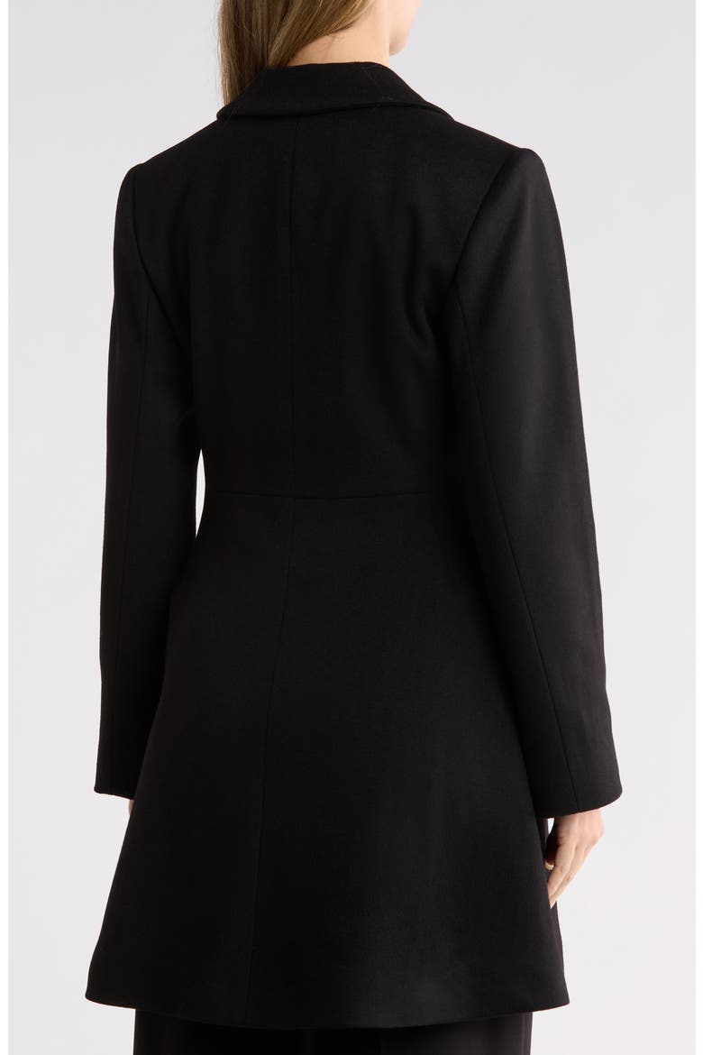 Fit and Flare Wool Coat, Alternate, color, BLACK